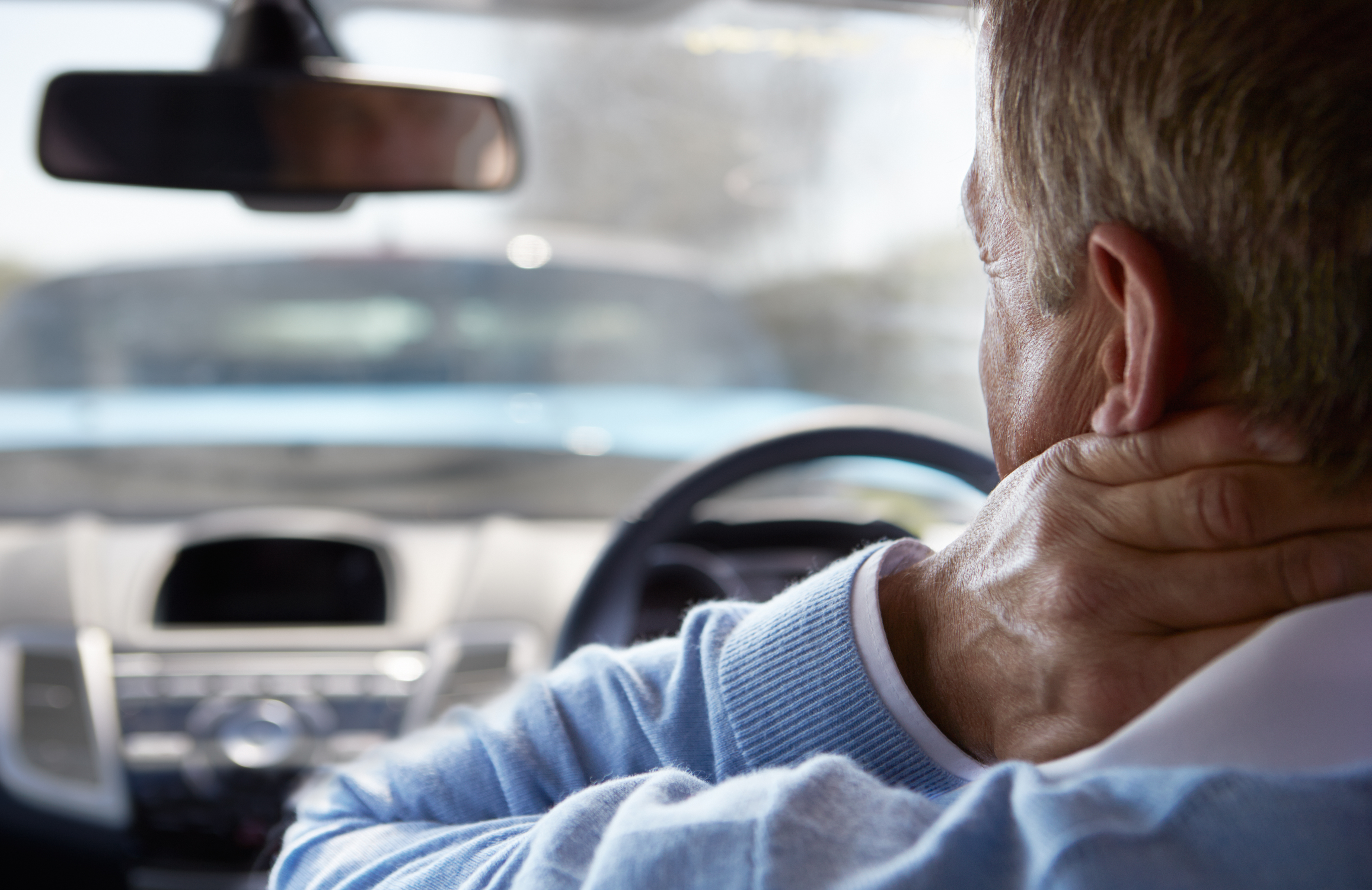 Man with whiplash after car accident 